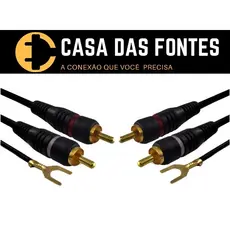 Cabo Rca De Áudio Som Automotivo 2+2 Rca C/ Terra P/ Modulo 5 Metros