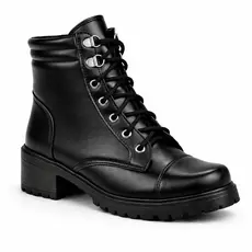 Bota Coturno Salto Baixo Aplicação Metal Preto