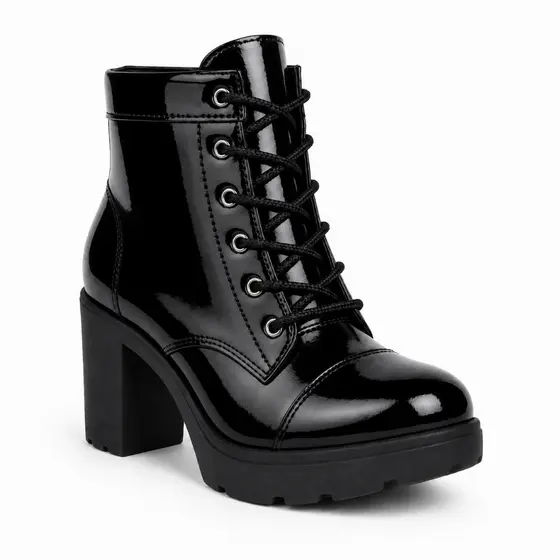 Bota Coturno Feminino Salto Alto Tratorado