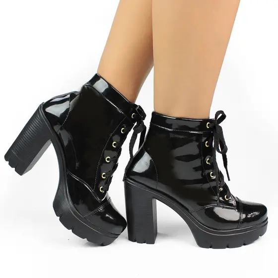 Bota Coturno Feminino Salto Alto Grosso