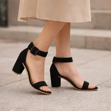 Sandália Feminina Zamarini Salto Alto Elegância Conforto Fivela Larga Moda Estilo