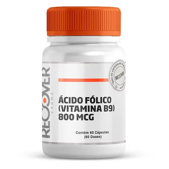 Ácido Fólico (Vitamina B9) 800mcg - 60 cápsulas (60 Doses)