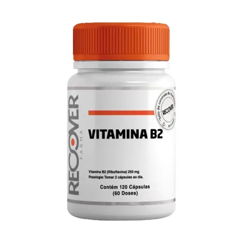 Vitamina B2 (Riboflavina) 250mg - 120 Cápsulas (60 Doses)