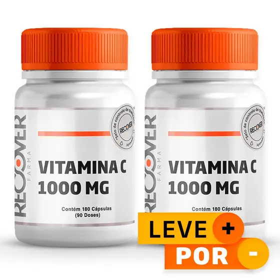 2x Vitamina C 1000mg - 180 cápsulas (90 doses)
