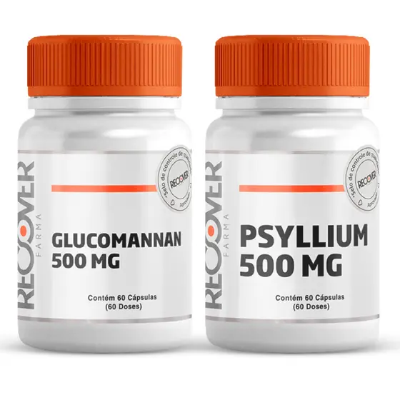 Kit Glucomannan 500mg + Psyllium 500mg - Recover Farma