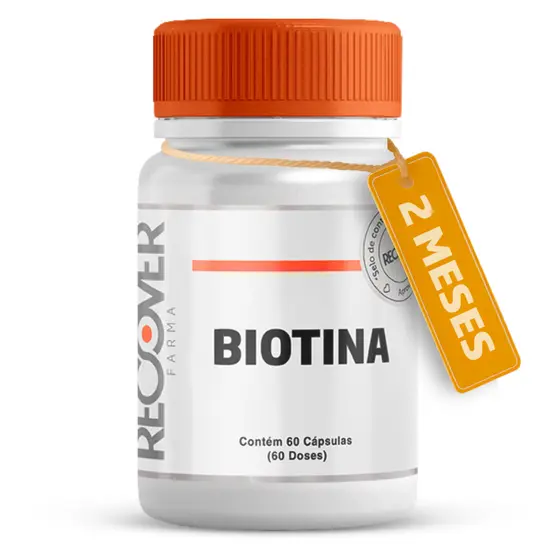 Vitamina B7 Biotina 5MG 60 Capsulas - Para Unhas, Cabelo e Pele - Recover Farma