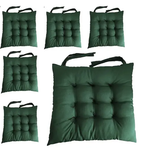 KIT COM 6 ALMOFADAS FUTON ASSENTO PARA CADEIRA - VERDE-MUSGO E OUTRAS CORES LINDA