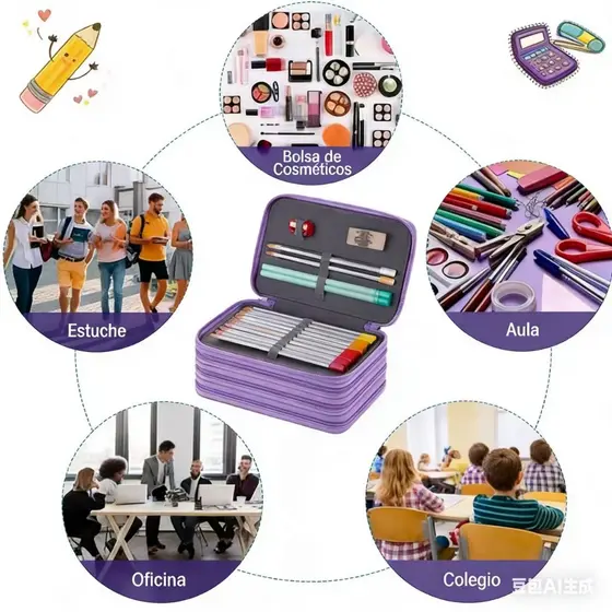 Estojo Escolar Box Organizador 72 Compartimentos 4 Divisórias Para Lápis Canetas e Material Escolar
