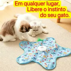 Brinquedo em Forma de Estrela Interativo para Gatos, Mouse Ativado por Movimento, Sons Atraentes e Penas Ocultas