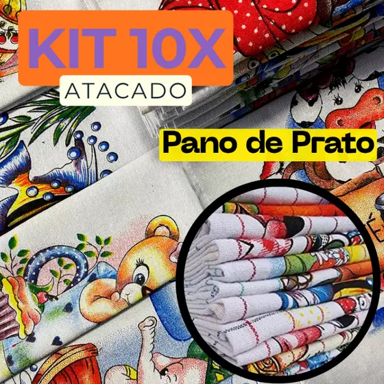 KIT 10 PANOS DE PRATO ALTA QUALIDADE PARA COZINHA E LIMPEZA