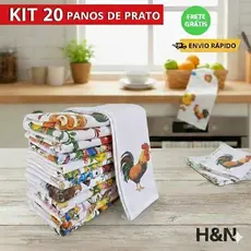 Kit 20 Panos de Prato Estampados Algodão | Ideal para Cozinha, Limpeza e Uso Diário