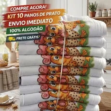 Kit 10/20 Panos de Prato Estampa Galinha Extra Absorvente e Resistente