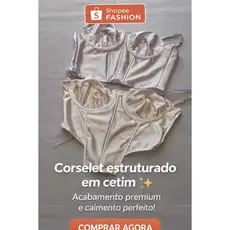 Corselet Feminino em Cetim com Estrutura e Alça Regulável
