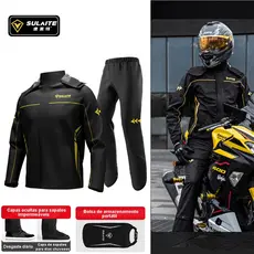 sulaite Capa de Chuva Conjunto Completo Para Motoqueiro Adulta Masculina Feminina Com Faixa de sinalizao E Capuz COM BOTA DE CHUVA