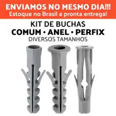 Kit Buchas 5 a 12mm – Diversos modelos – Parede Oca, Tijolo e Bloco – Com anel, Sem anel, FR Perfix