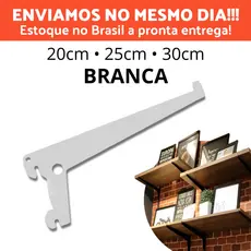 Suporte de prateleira Para Trilho Simples / Cremalheira Organizador - Branco 20cm - 25cm - 30cm Aço Reforçado