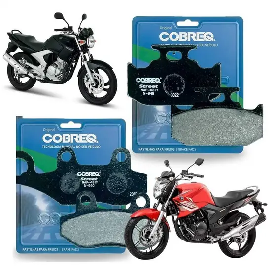 Kit Pastilhas Freio Dianteira e Traseira Yamaha Fazer 250 2005 A 2015 - BLUEFLEX 2012 A 2015 COBREQ