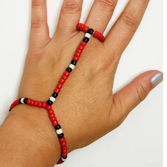 Conjunto Pulseira de Anel Ajustavel com Fio de Silicone - Bijuteria de Miçanga - Resistente 14 modelos