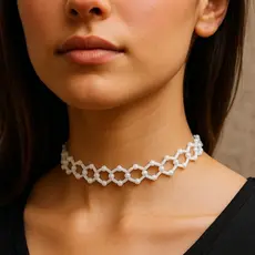 Kit 2 Colares Gargantilha Curta Chocker de Miçanga - Com Corrente Ajustável - Super Resistente - Várias Cores