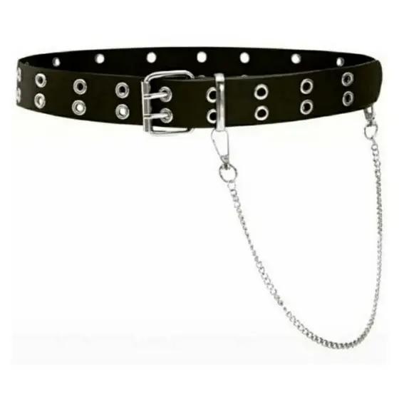 Cinto rock, ilhós duplo com correntinha punk rock,e,metal,cosplay, masculino e feminino