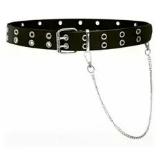 Cinto rock, ilhós duplo com correntinha punk rock,e,metal,cosplay, masculino e feminino