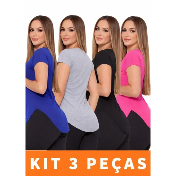 Kit 3 Blusa Feminina Tapabumbum Feminina Sobre legging Academia
