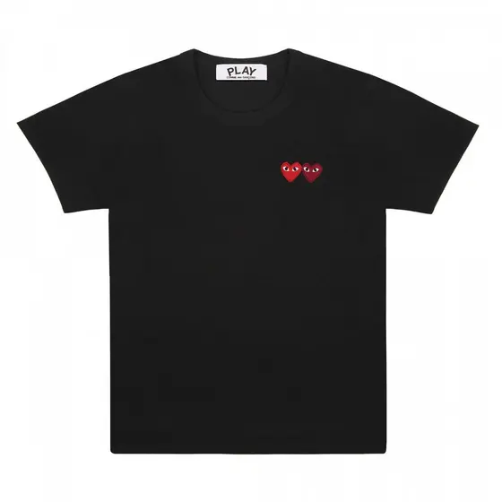 Venda Quente Macio Premium Japonês Clássico Branco Duplo Coração Algodão Impressão , Camiseta De Manga Curta Camisa De Q