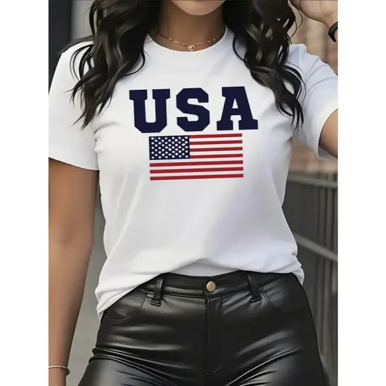 CAMISETA T-SHIRT FEMININA BASICA ALGODÃO100% CASUAL EUA USA PROMOÇÃO