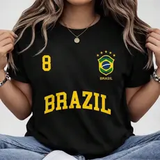 Blusa Feminina Brasil Hexa T-shirt Verão Manga Curta Algodão