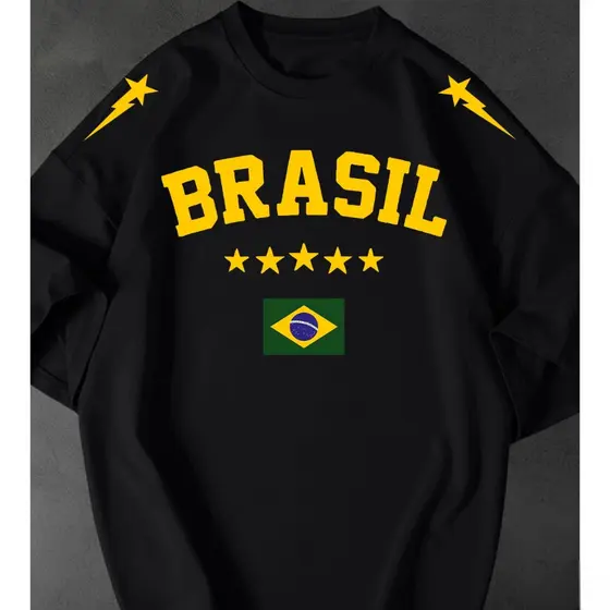 Camisetão Feminina Brasil Seleção Copa Streetwear Oversized Estilosa 100% Algodão Premium