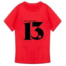 Camiseta Número da Sorte 13 Branca e Vermelha Adulto