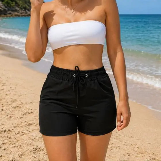 Short Feminino praia Tactel Com Elastano shortinho Saída De Banho academia treino piscina short praia feminino