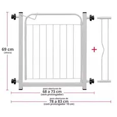 Grade de Portão Pet Cercado Cercadinho de Ferro + Prolongador 10cm de Brinde
