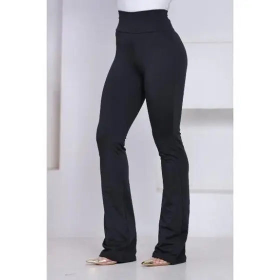 Calça Legging Feminina Flare Suplex Flanelada Cós Alto Moda Casual Fitness Inverno