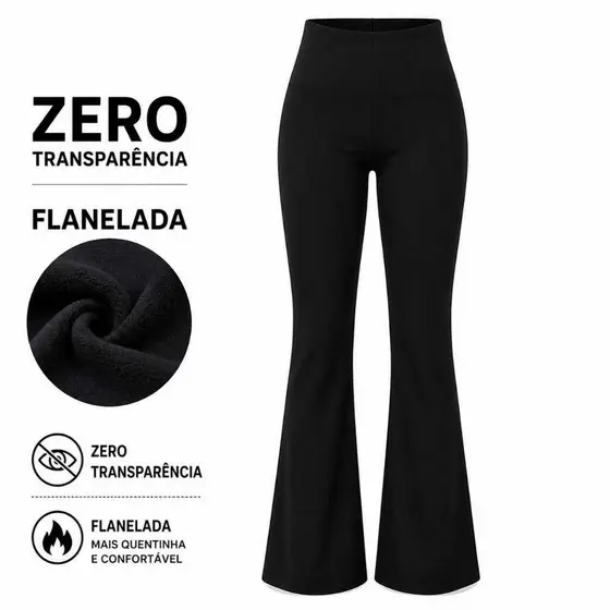 Calça legging Flare Feminina Fitness Cintura Alta Zero Transparência Legging Bailarina Premium Flanelada boca de sino