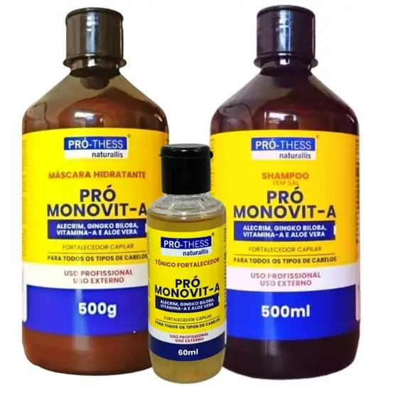 Kit Monovit A Shampoo 500ml Máscara 500g Tônico 60ml Pro Thess Cresci mento Capilar