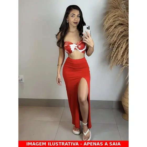 Saia longa Lisa com Fenda Lateral