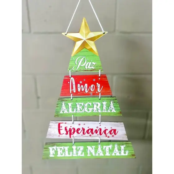 Placa Enfeite Feliz Natal de Pendurar ou Mesa Frases Paz Amor Gratidão Felicidade Papai Noel Boneco de Neve - ZALLUNA SC