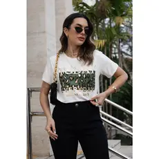 Blusa manga curto feminina T-shirt com glitter , ONCA VERDE tecido: viscolycra/ TAM : 36 até 40