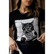 blusa T-SHIRT / Estampa gato / camiseta feminina manga curto ,top TECIDO: VISCOLYCRA