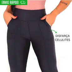 Legging Feminina Flanelada Calça Legging Montaria Cintura Alta Com Bolsos Zero transparência