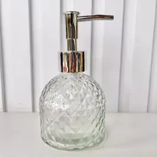 Porta Sabonete de Vidro Luxo 220mL Valvula Preto,Prata e Dourado -  Banheiro, Salão,Escritorio