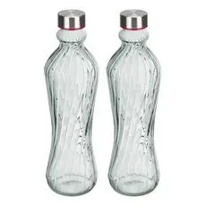 Garrafa de Vidro Premium 1L Transparente com Tampa em Aço Inox Hermética para Água e Sucos