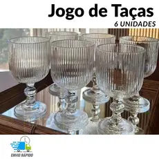 Jogo de Taças Graffiato 370ml Vidro Transparente Kit com até 6 Unidades Elegantes