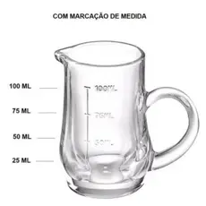 Dosador Prisma 100ml Medidor de Vidro Mini Jarra Cozinha Bar Drinks Receitas Precisão