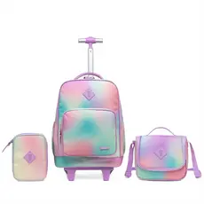 Kit Mochila Rodinha Estojo Lancheira Térmica Juvenil Resistente Espaçosa