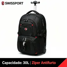 Mochila Masculina com Rodinhas Antifurto para Notebook 15.6" Executiva Viagem Trabalho Swisssport