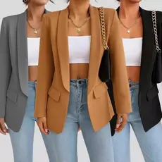 Blazer Max Alfaiataria Feminino Alongado e Acentuado Casaco Social Manga Longa