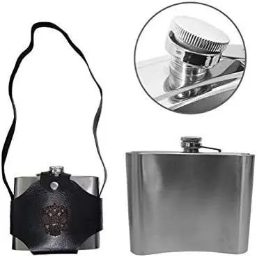 Cantil Inox C / alça Couro Sintetico 900ml Golden Rio