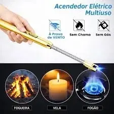 Acendedor Elétrico De Fogão Velas Churrasqueira Recarregavel USB - Isqueiro de Plasma